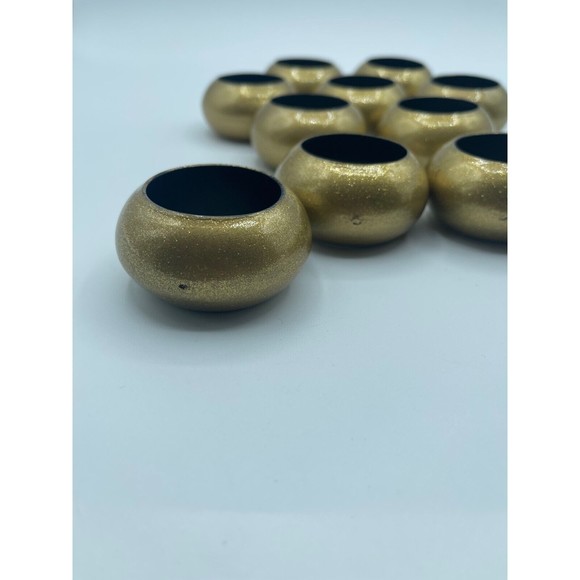 Elegant Gold Glittery Napkin Rings - Polypropylene, Metallic Lacquer - SET OF 11 - Picture 5 of 6